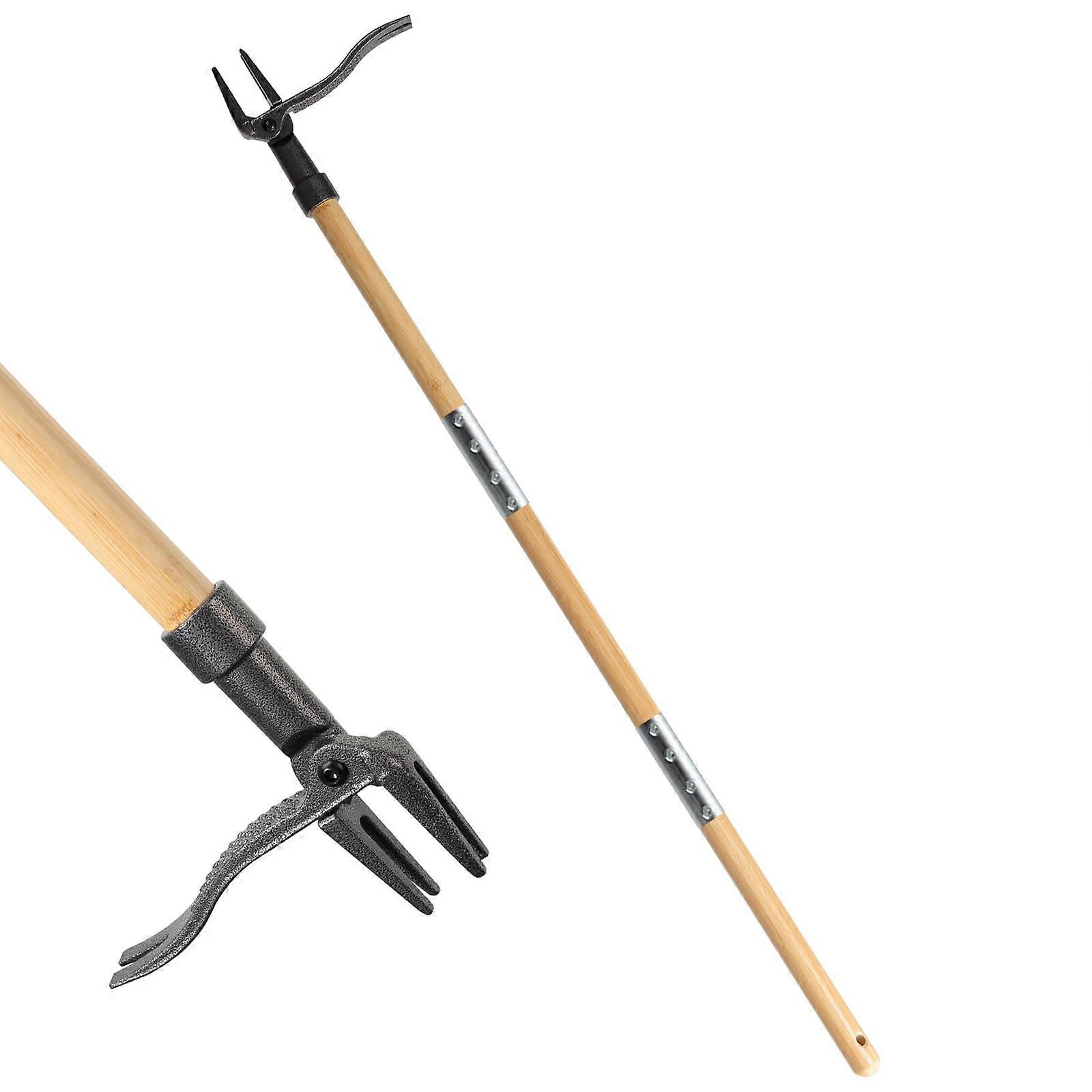 Stand Up Weed Puller with Ergonomic Long Handle, 4Claw Manual Root Removal Tool for Garden