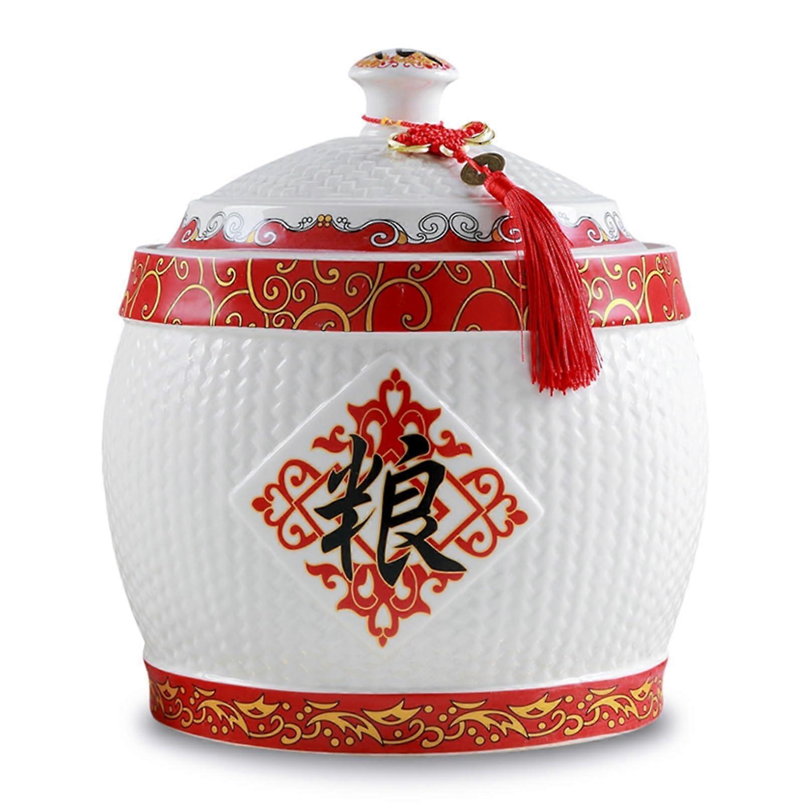 Ceramic Rice Storage Container 10kg Large Capacity Airtight Jar with Lid for Kitchen and Grain