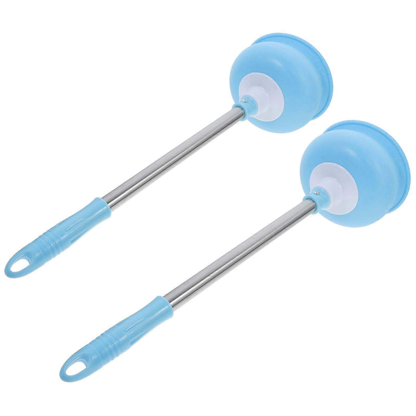 Bathroom Plunger Tool for Toilet Cleaning 2Pcs Blue Comfortable Handle