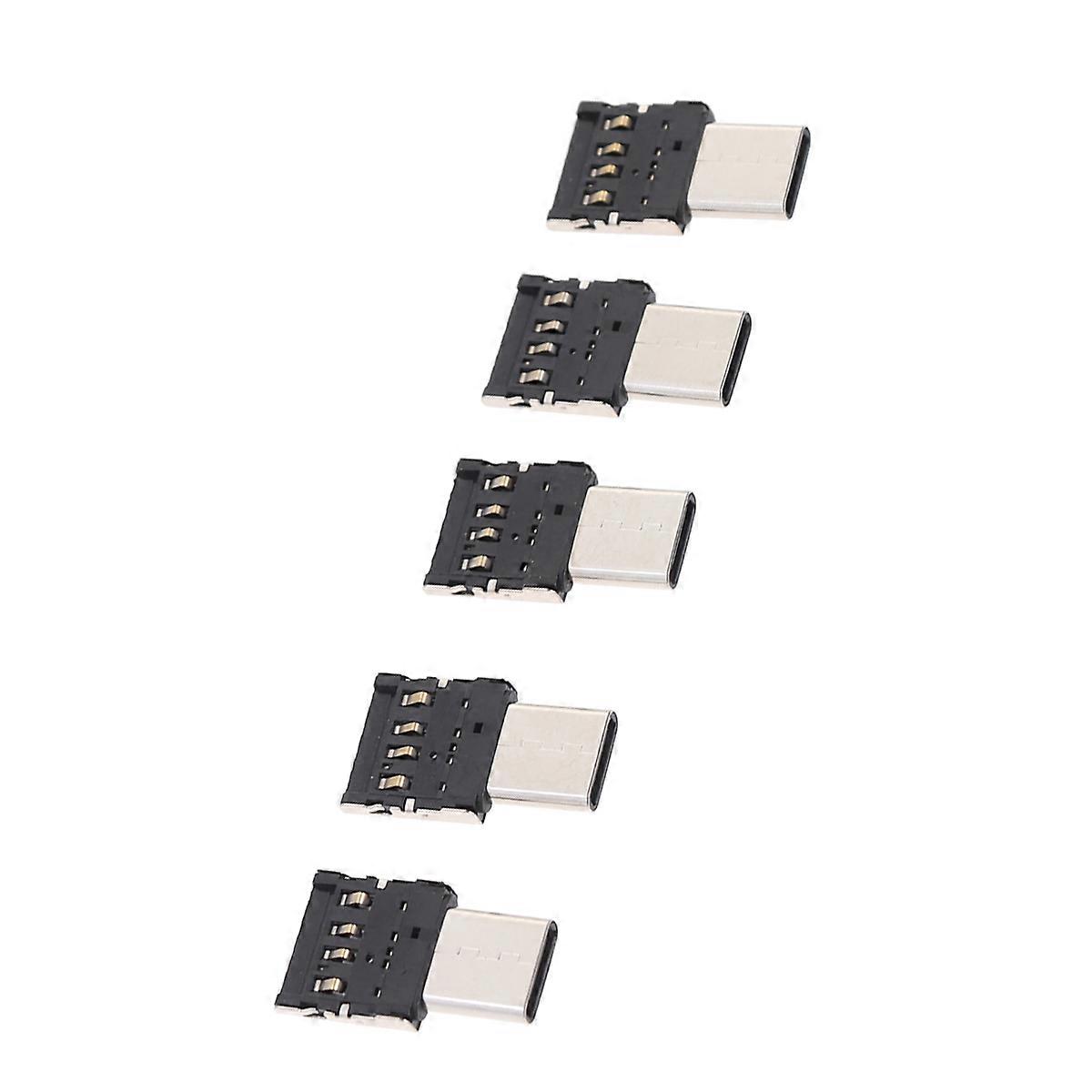 Type C USB Otg Adapter for Data Transfer Ultra Mini 5Pcs Set Black