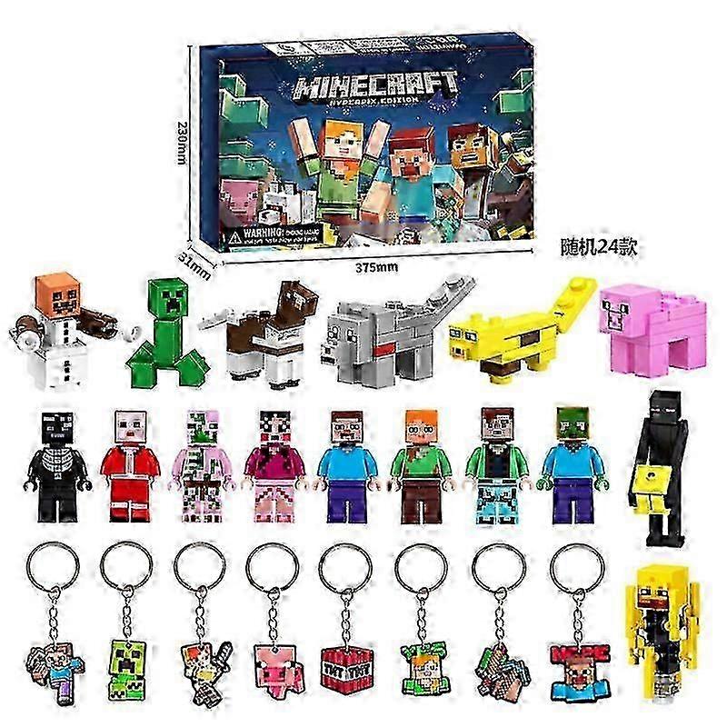 24pcs blind box Christmas advent calendar gift box Minecraft building block toys countdown small ornaments - DX