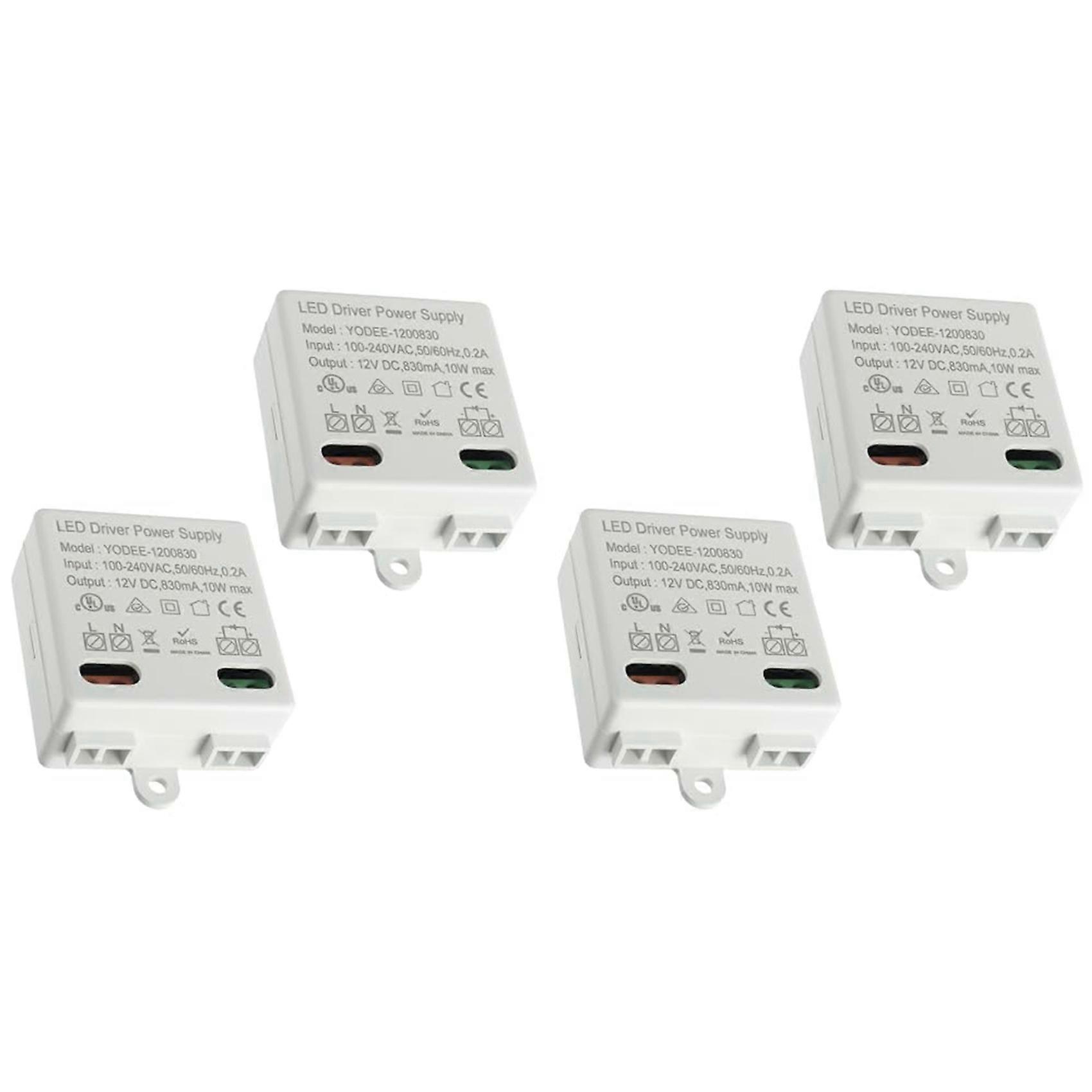 4x 12 V/DC 10W Mini LED Transformer LED Transformer Mini for 12 V LED Lights and Stripe No Minimum Load Requirements
