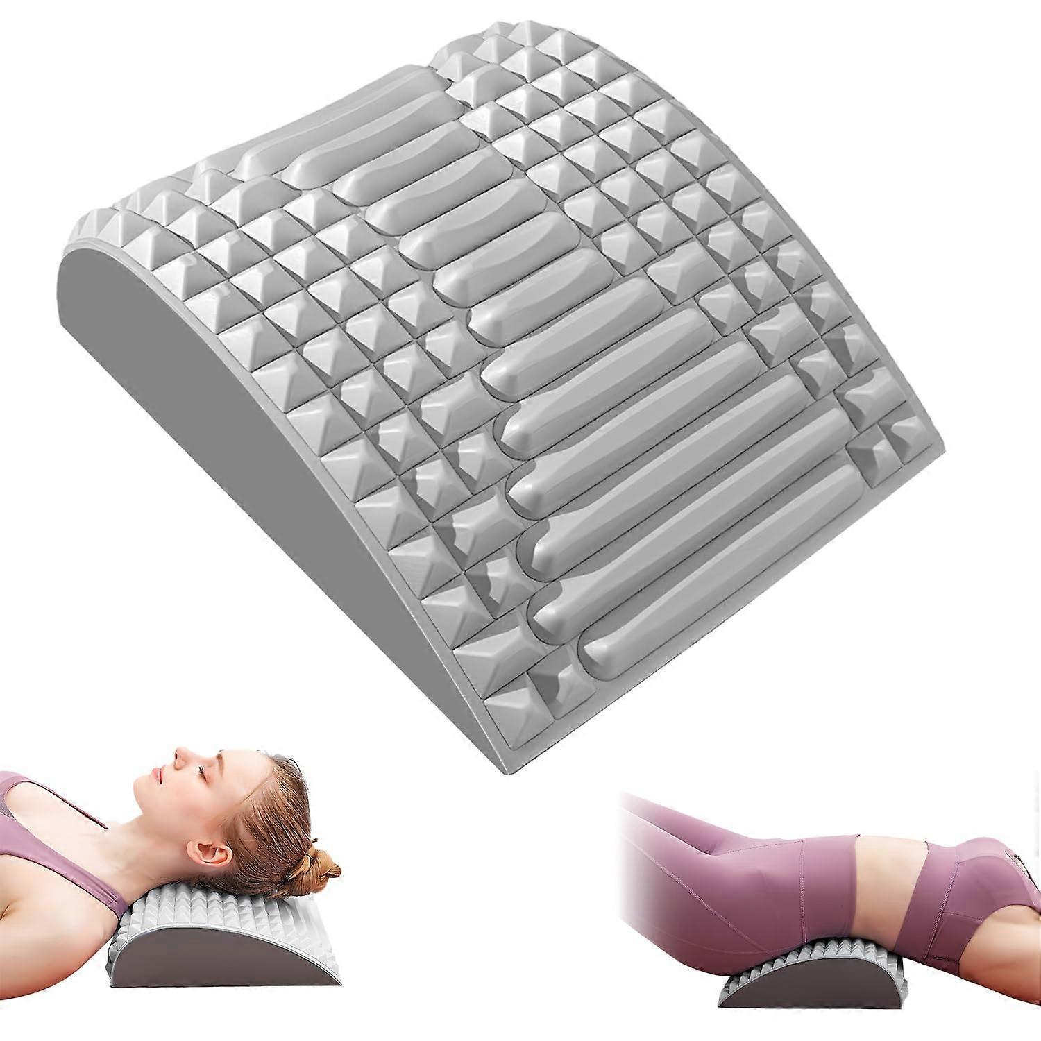 Neck and Back Stretcher for Pain Relief with Multizone Ergonomic Support Pillow Gray