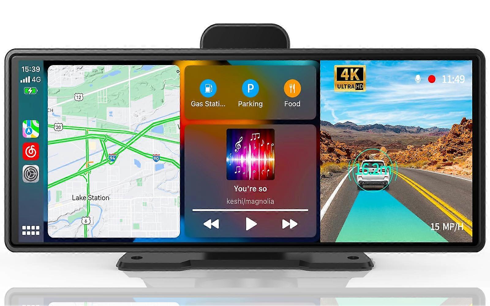 Compatible with Wireless CarPlay and Android Auto 9.3 Inch Stereo with 4K Dashcam, 1080P Backup Camera, GPS