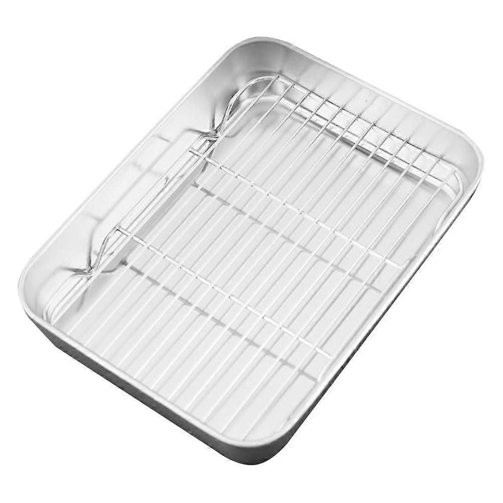 Stainless Steel Baking Pan Set for Baking with Wire Rack Deep Design and Refrigeration Function Silver 14.75 x 10.5 Inches
