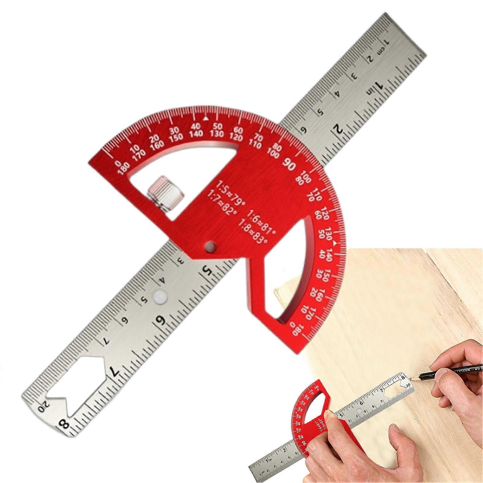 Precision Angle Ruler with Magnetic Lock, Stainless Steel Protractor for Woodworking and Carpentry 8in