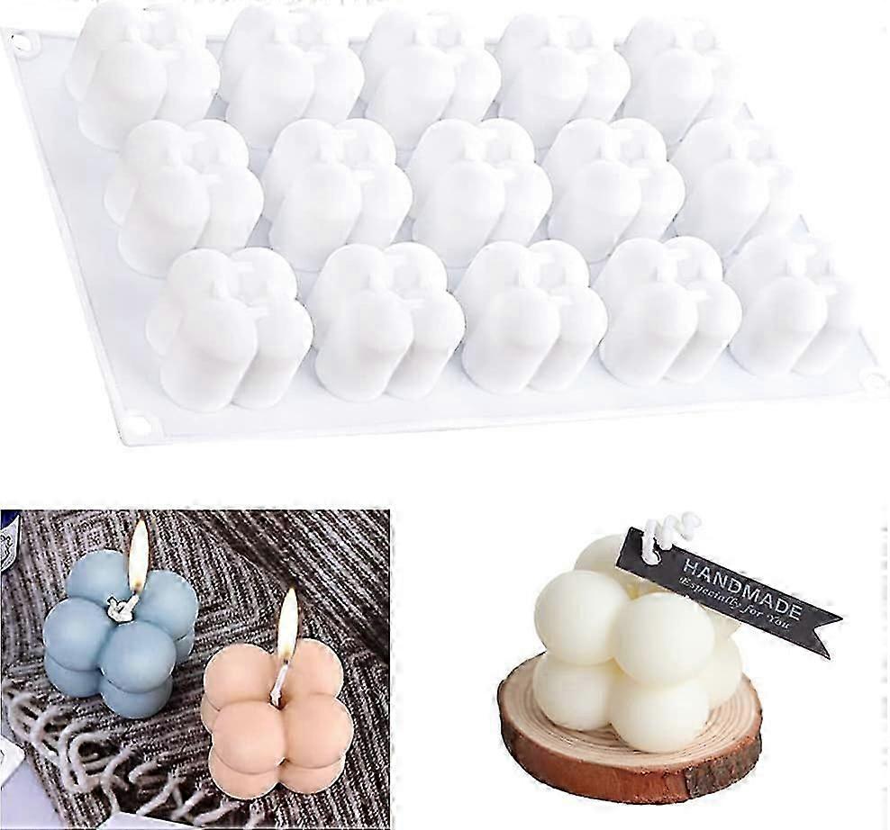 Silicone Mold for Crafting and Baking, Non-stick Durable Material, 15-Cavity Design Each Composed of 4 Small Balls, Ideal for Bubble Candles, Enhance