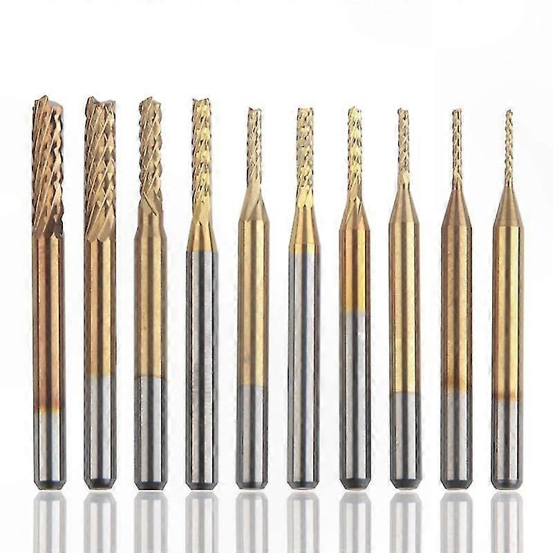 Carbide End Mill Set with Titanium Coating for Engraving Applications (1 Set, Gold)