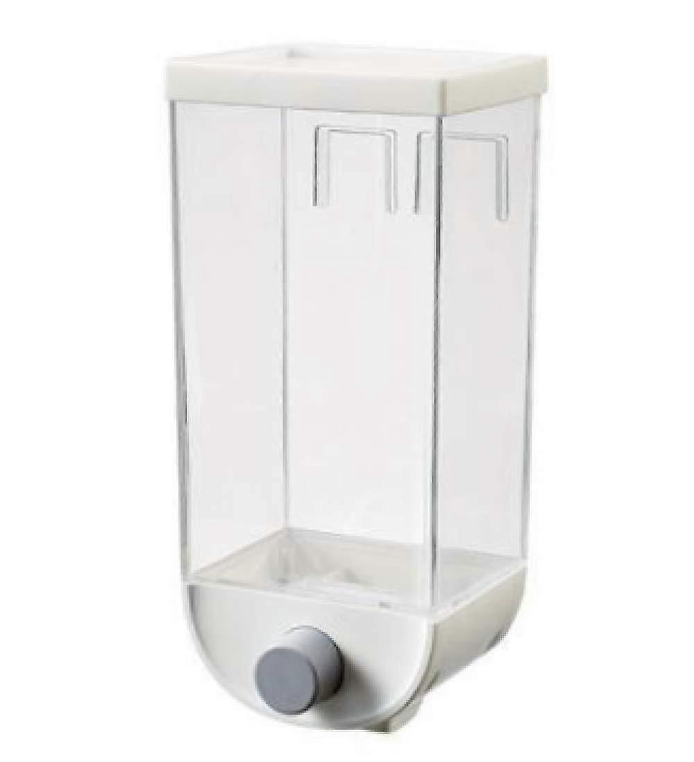 Wall Mounted Cereal Dispenser 1000ml with Measuring Cup Lid, Transparent Grain Storage for Kitchen
