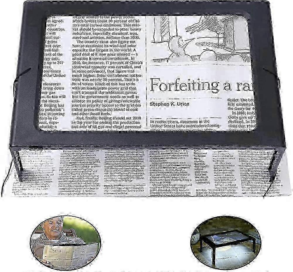 Reading Magnifier, 3X Magnification for Reading, Magnifying Glass with LED Light, Reading Aid for Seniors and Readers,300*205*106cm,Black Ed