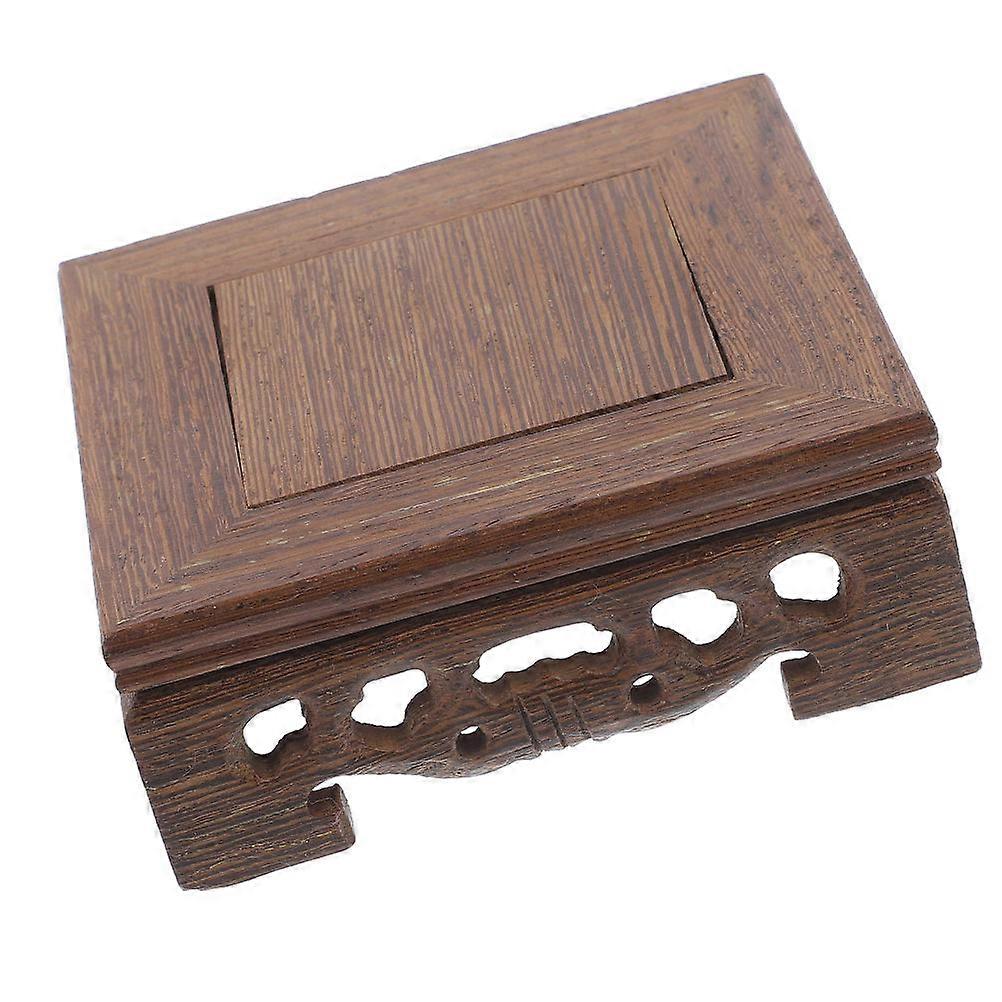 Wooden Oriental Style Vase Lamp Teapot Display Stand 1 Set Rectangular Rosewood Base Solid Wood Carving Pedestal