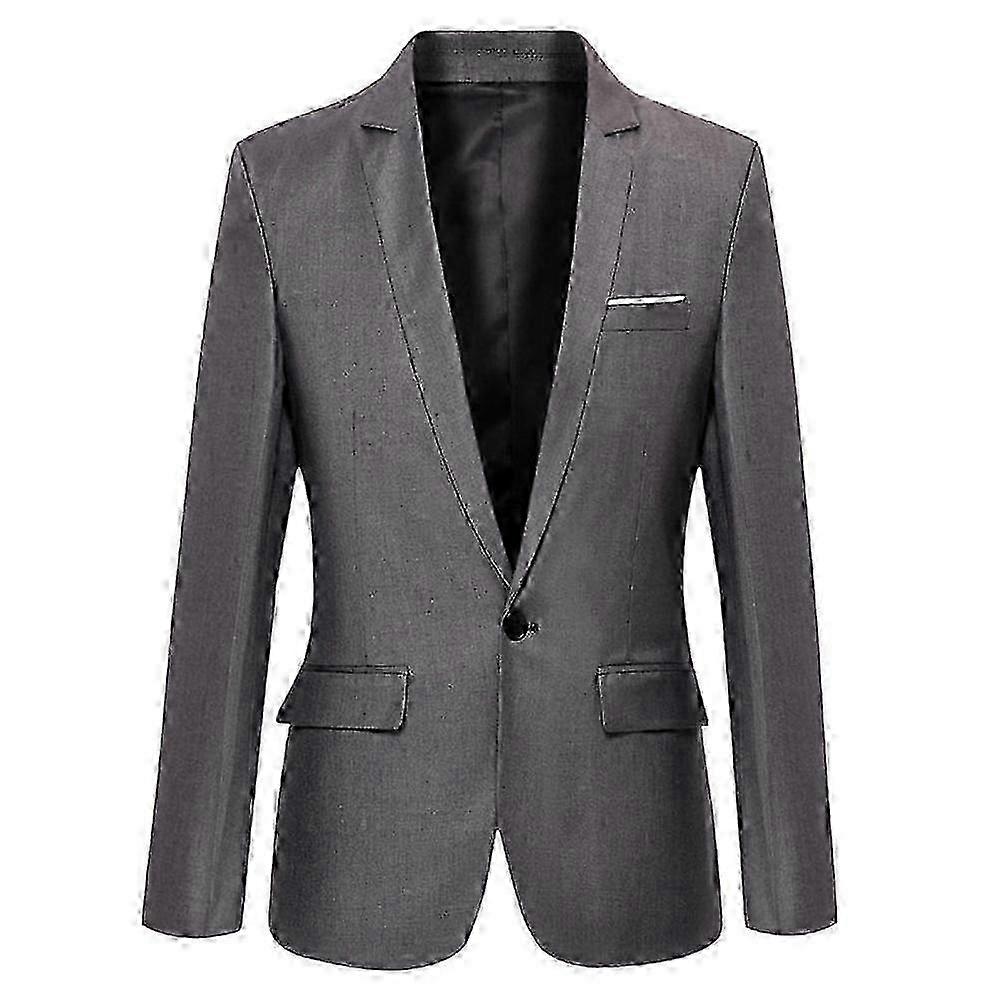 Plus Size Men Solid Lapel V-Neck One Button Blazer Jacket Formal Evening Wedding Coat 25-26