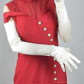New Satin Silk Gloves Female 70cm Elastic Mercerized Pearl Satin Black White Extra Long Women Sunscreen Gloves Sexy Prom T272 25-26