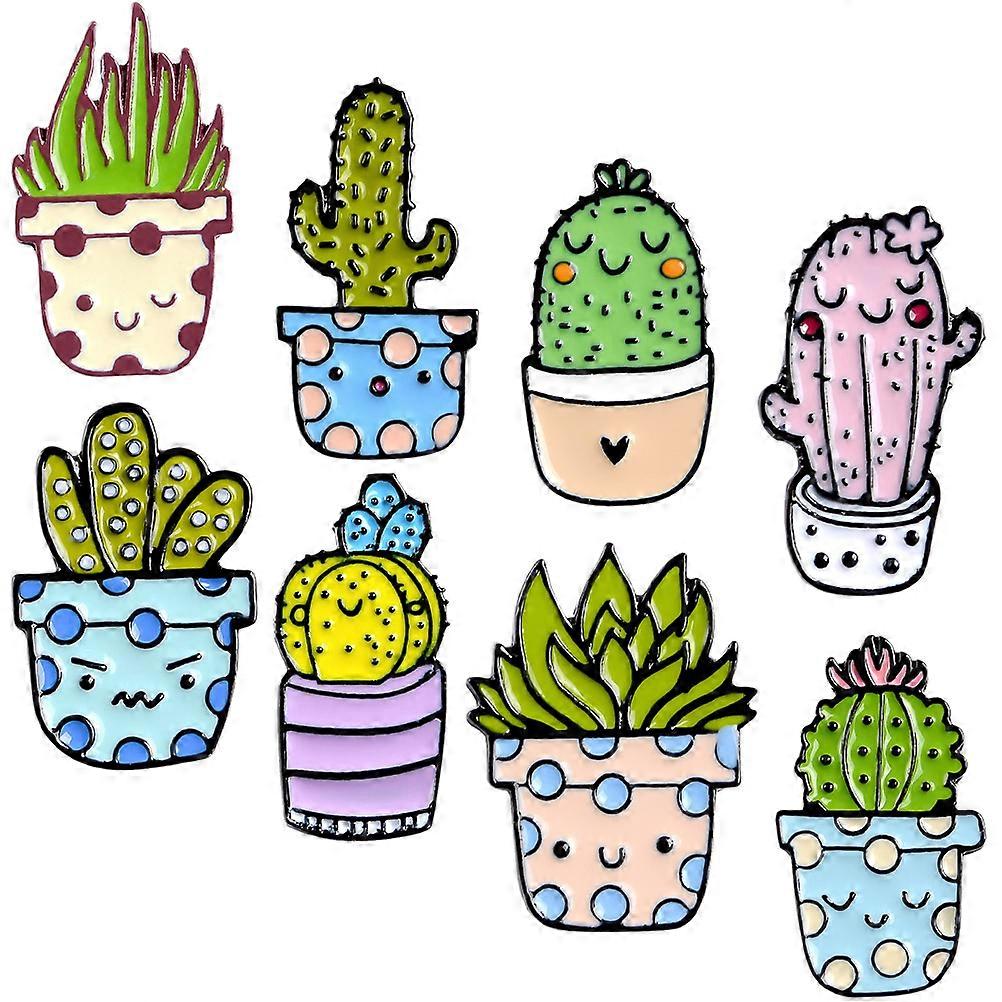 Alloy Cactus Lapel Pin Creative Brooch for Decor 8Pcs Cute Pack