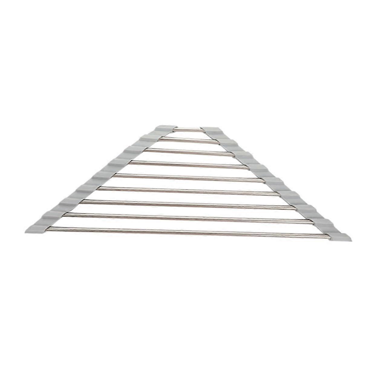 Sink Drying Rack Stainless Steel Triangular Corner Design Foldable Sponge Holder for Kitchen