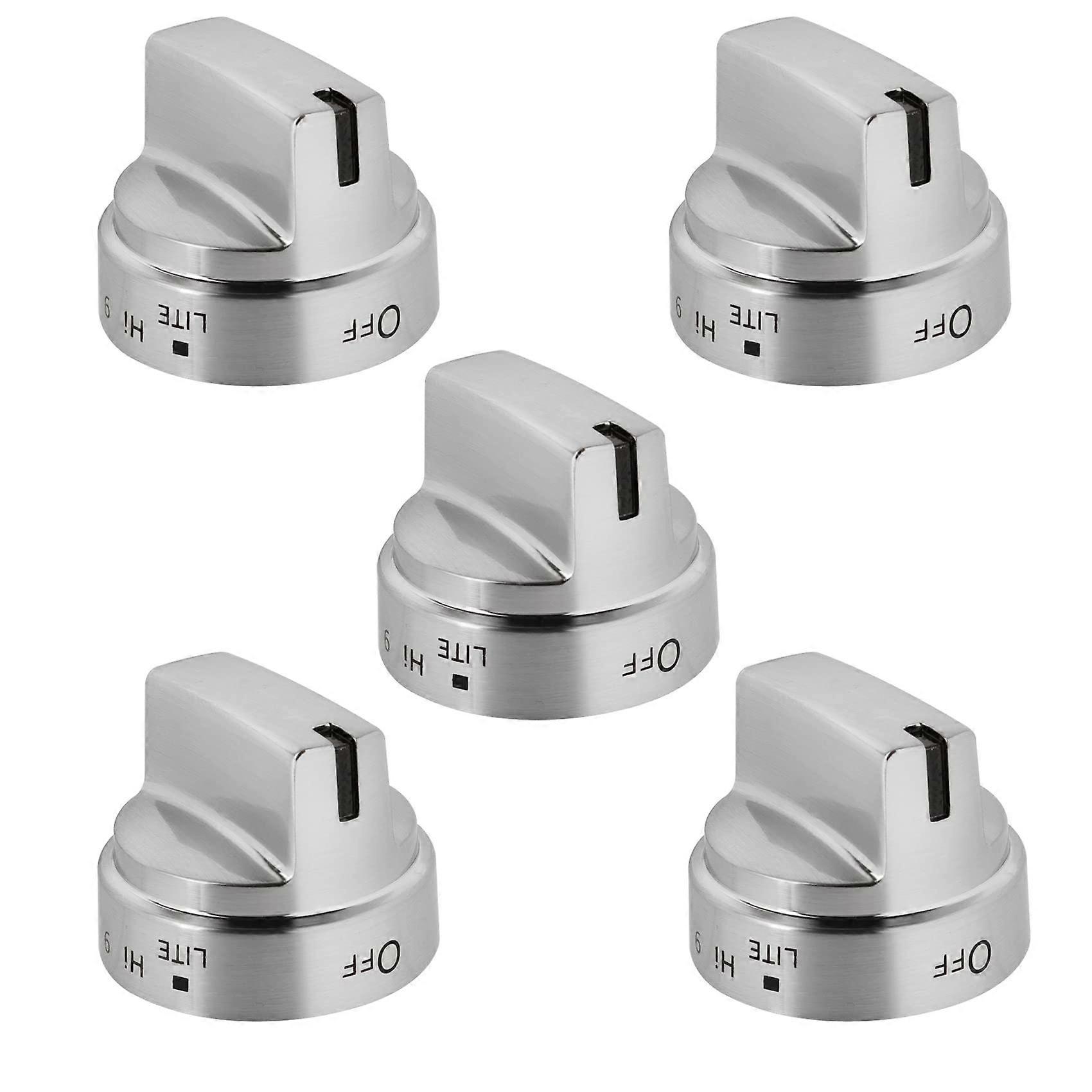 5 Pack WB03X24818 Stainless Steel Stove Knobs Replacement for GE Gas Range Burner Control