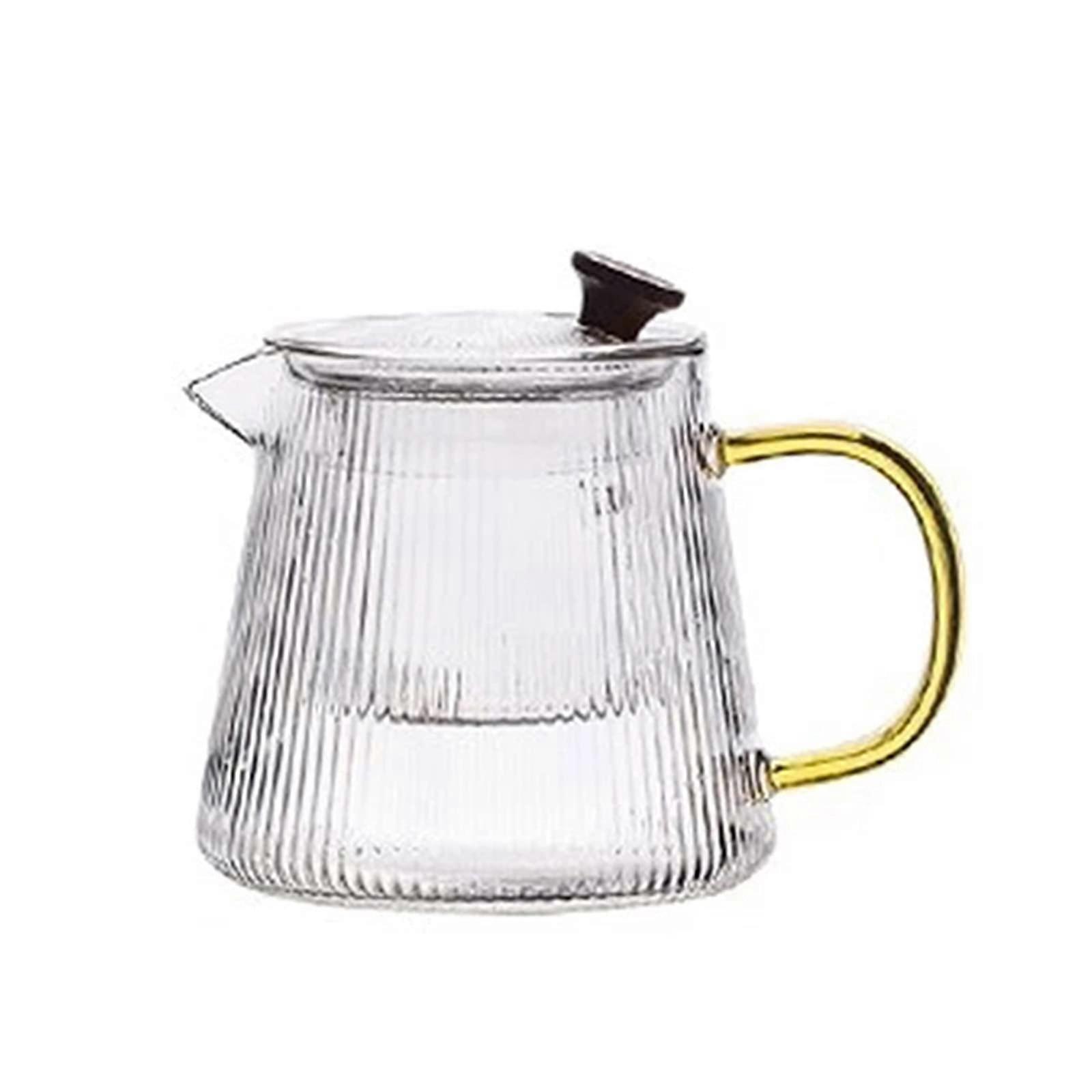 Glass Teapot 800ml Clear Borosilicate with Removable Infuser for Flower or Fruit Tea Brewing