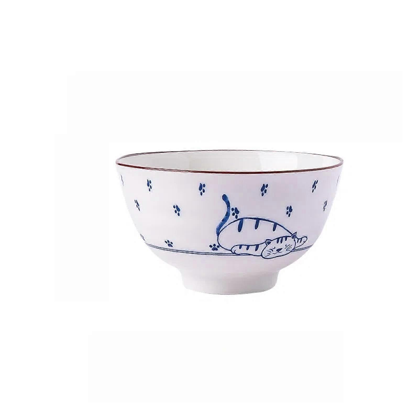 Hand Painted Ceramic Bowl Microwave Safe  Temp Resistant Underglaze Leaf Design Easy Clean