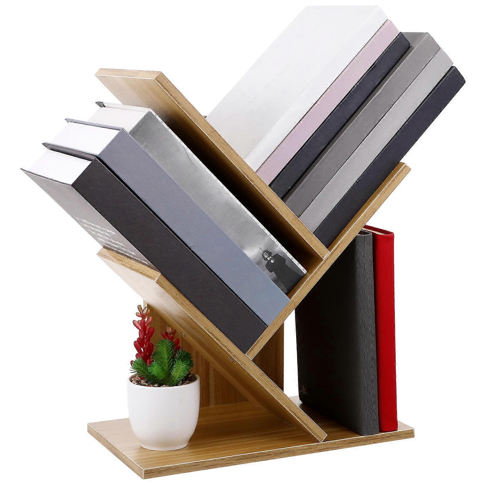 Book Storage Rack Wooden Bookcase for Office 3 Layers Unit