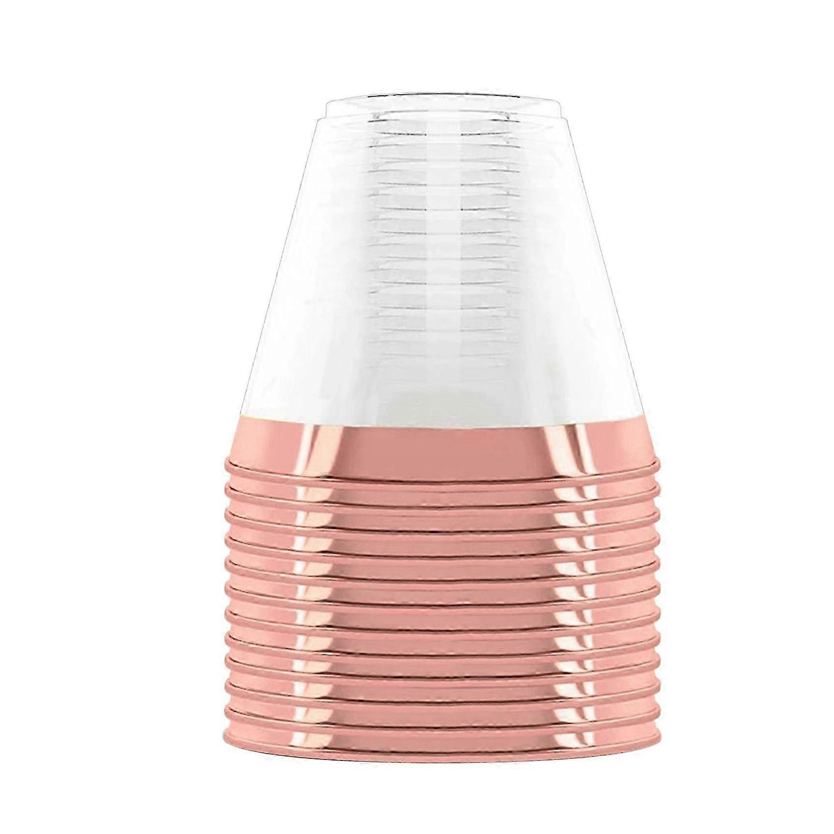 Plastic Cup 9 Oz Hard Disposable Cup-Rose Gold Rim