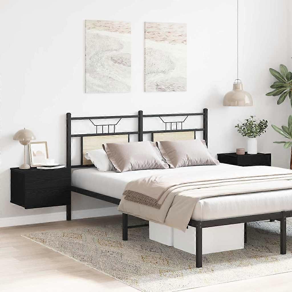 Nachttisch 2 pcs Schwarz Eichen-Optik 40 x 30 x 30 cm