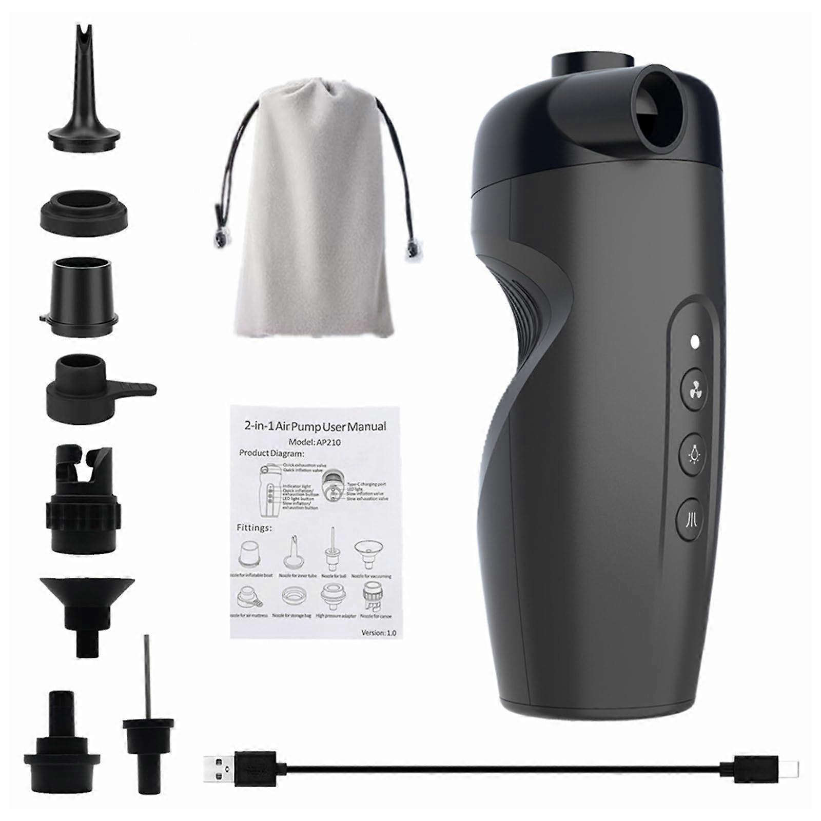 Portable Electric Air Pump Rechargeable Cordless with Automatic Stop for Camping Bikes Inflatables