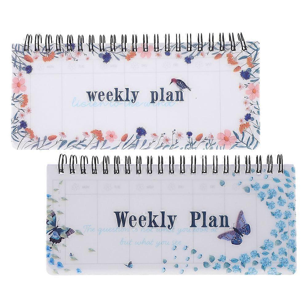 Weekly Planner Notepad Tear Off 2Pcs Portable Coil Flip Notebook for Efficient Scheduling