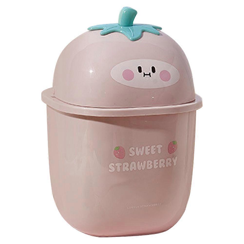 Pink Plastic Mini Trash Can for Desk Use 2Pcs Small Wastebasket