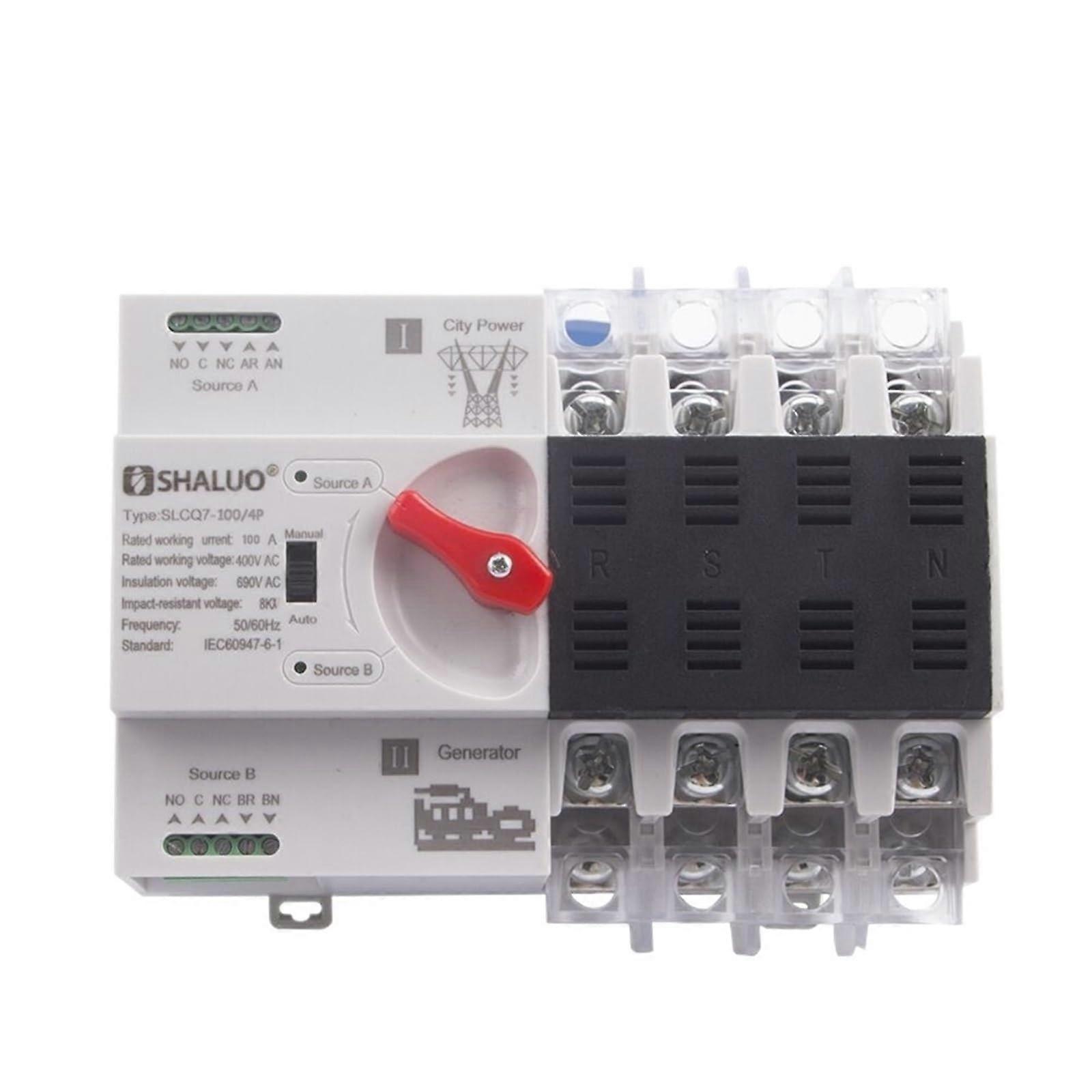 100A 4P Automatic Transfer Switch for Generator, Dual Power ATS Module 220V Size 4  Load Capacity