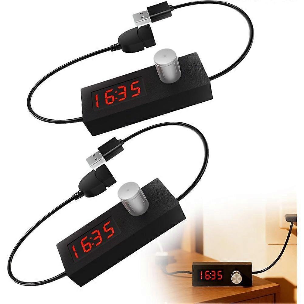 Pack of 2 5V 2A USB Timer Socket Cable: USB Countdown Timer Switch Cable, 24h Adjustable and Automatic Shut-Off Function
