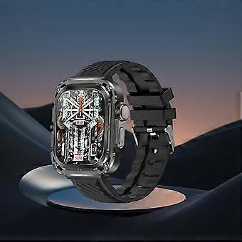 Smartwatch met rechthoekig scherm, magnetisch opladen, NFC, bewegingsdetectie, IP68-certificering en Bluetooth – compatibel met Android en iOS.