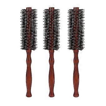 3PCS Wooden Handle Anti-Static Hair Brush Set for All Hair Types - Straight, Curly, Long, or Short