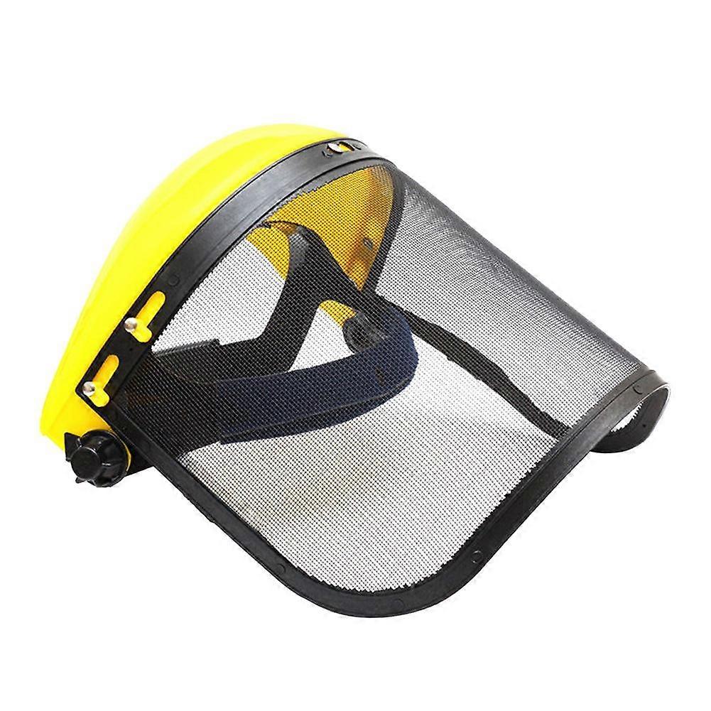 Adjustable Safety Face Mask Mesh Visor Yellow for Weed Whacking