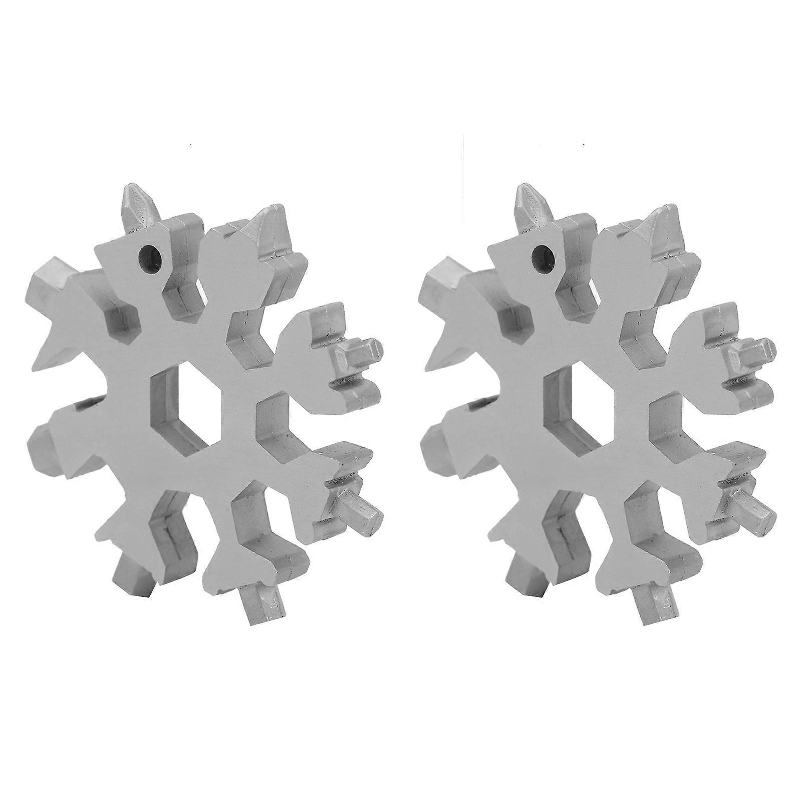 2pcs 18 In-1 Snowflake Shape Screwdriver Multi Function Portable Wrench Outdoor Tools(Silver )