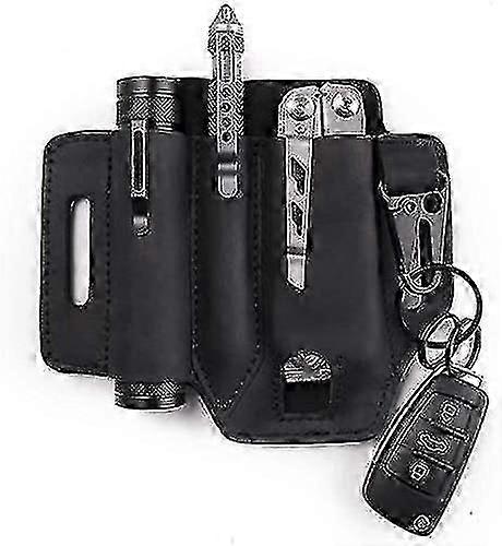 With Key Holder Multi Tool Pouch, Leather Belt Loop Waist Multitool Sheath,edc Multitool Sheath For