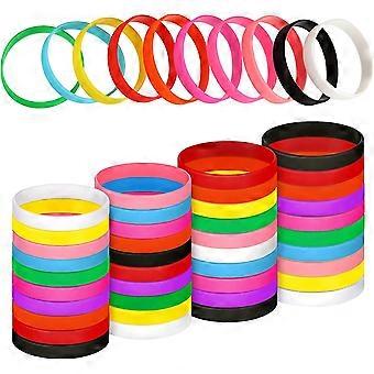 100 Pieces Blank Silicone Wristband Solid Color Rubber Bracelet Stretch Silicone Wristband