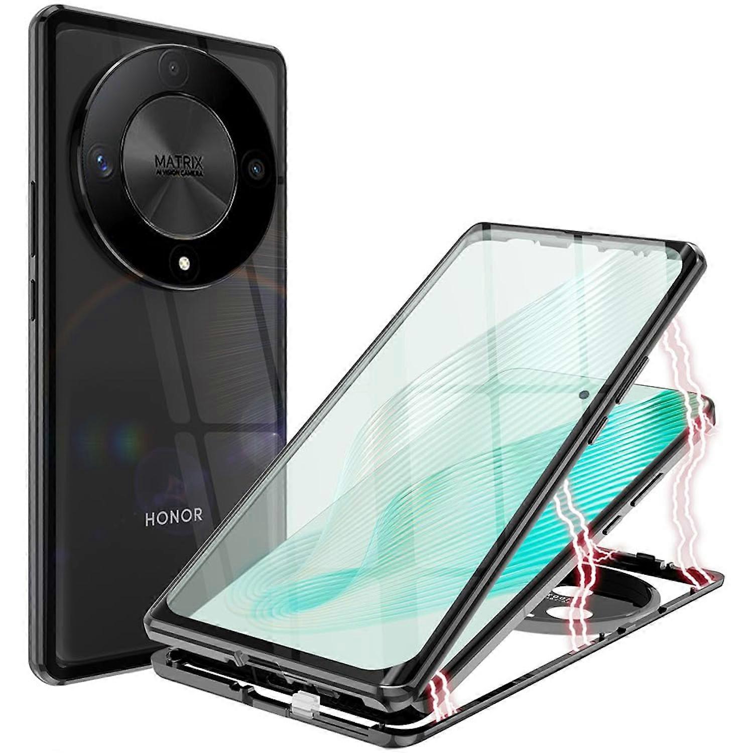 For Honor Magic 6 Lite mobile phone case 360 ​​magnetic glass bumper metal case cover