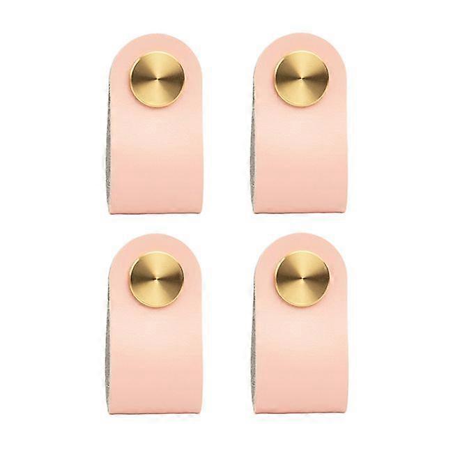 Premium Quality Leather & Brass Pull Strap Pink - 4 Pack