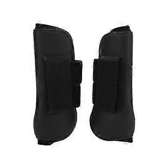 2-Pack Horse Tendon Boots, Soft Non-Slip Cushioned PU Shell Front Leg Guards for Horses, Black, XL