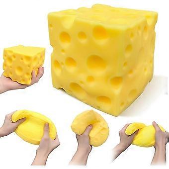 Grande formaggio morbido, grande blocco di formaggio Jumbo da 3,93 pollici, grande palla antistress morbida a forma di formaggio, giocattolo morbido a lenta risalita da spremere, giocattolo antistress gigante
