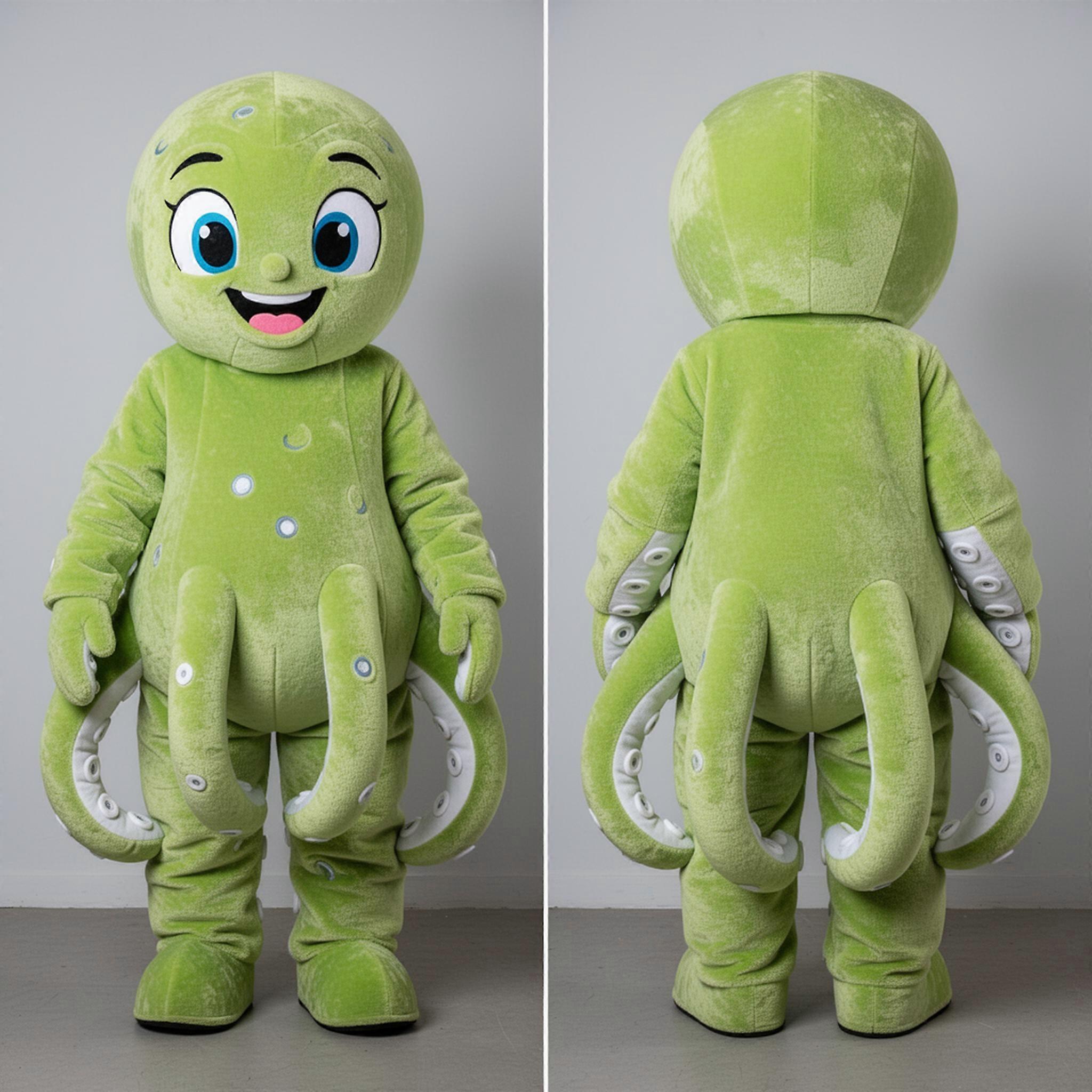 MASTICOT Lime Green Velvety Kraken Mascot