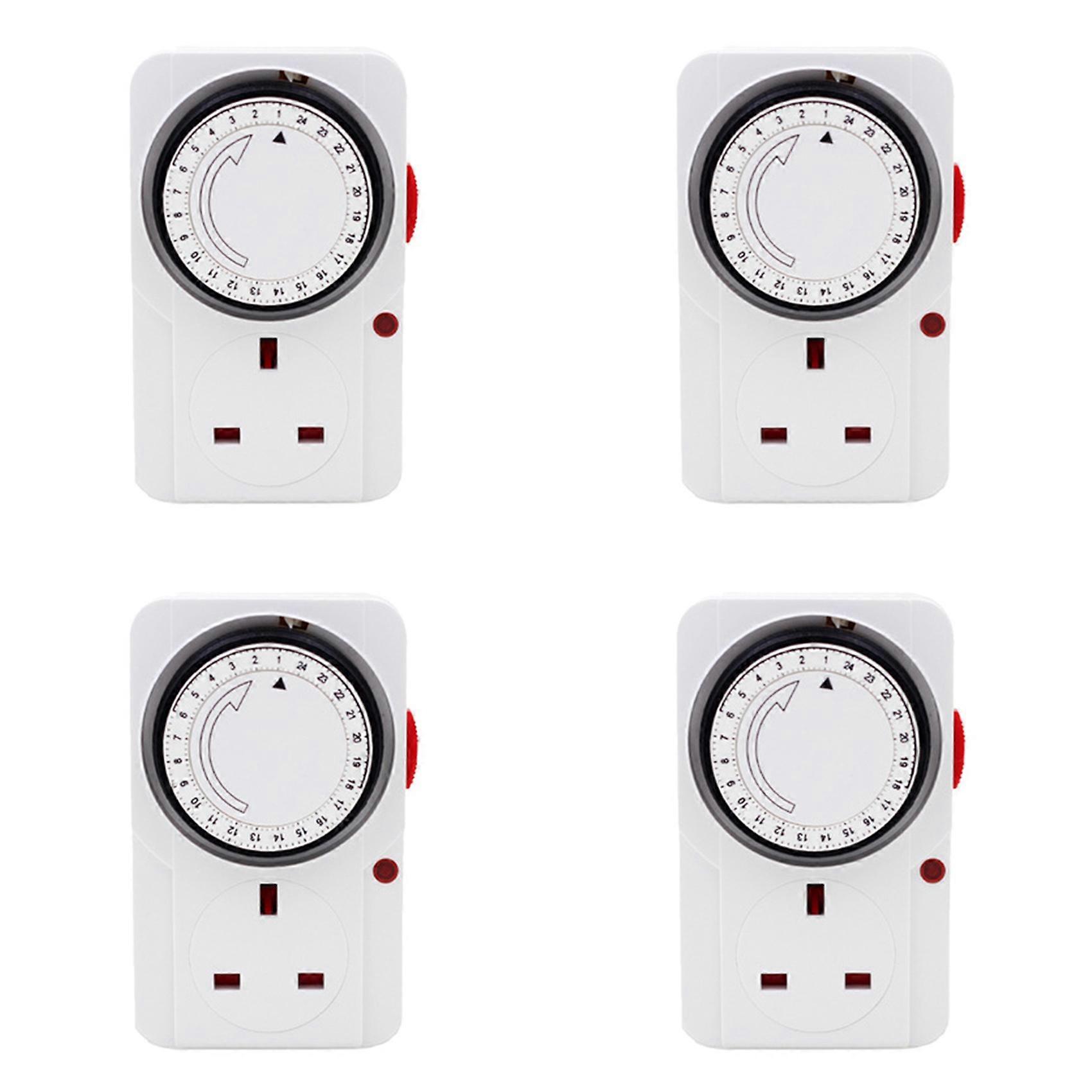 4X 24-Hour Segmented Timer Switch-Energy-Saving Plug Timer Socket Kit-with Programmable Time Controller UK Plug