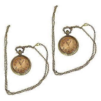 Retro Hanging Pocket Watch for Decoration 2Pcs Vintage Alloy Golden