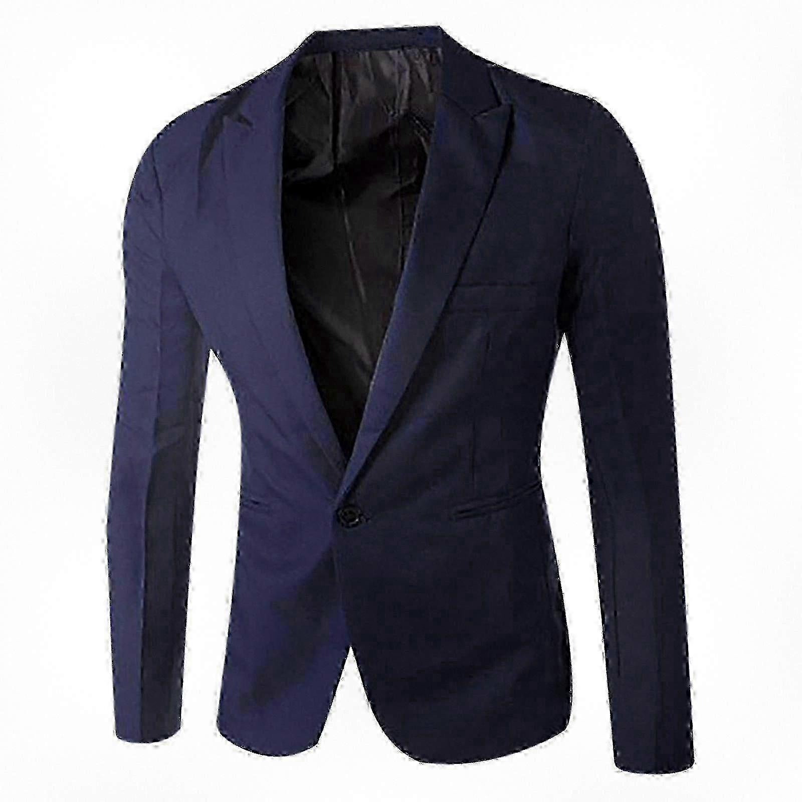 Men's Solid Color Single-Button Business Blazer Coat