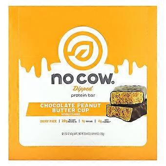No Cow, Dipped Protein Bar, Chocolate Peanut Butter Cup, 12 Bars, 2.12 oz (60 g) Each