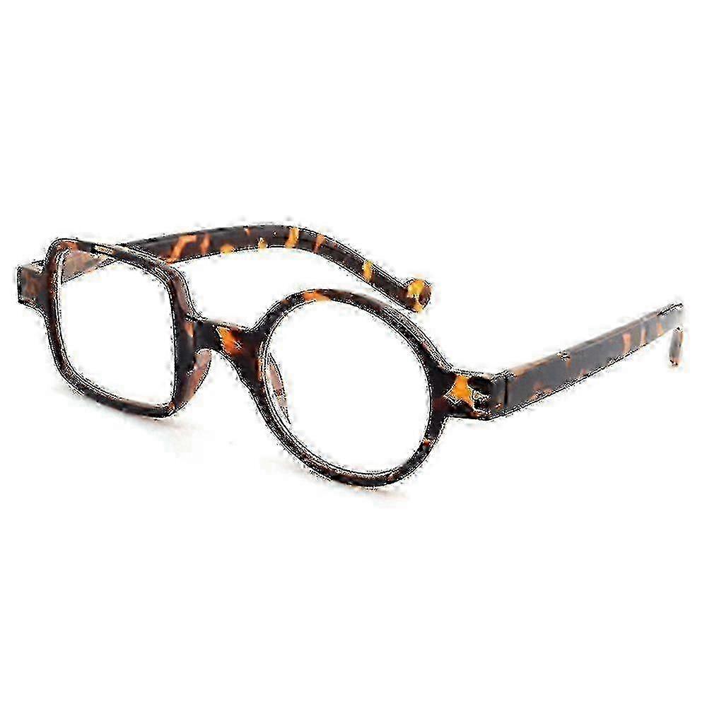 Retro Asymmetrical Leopard Reading Glasses