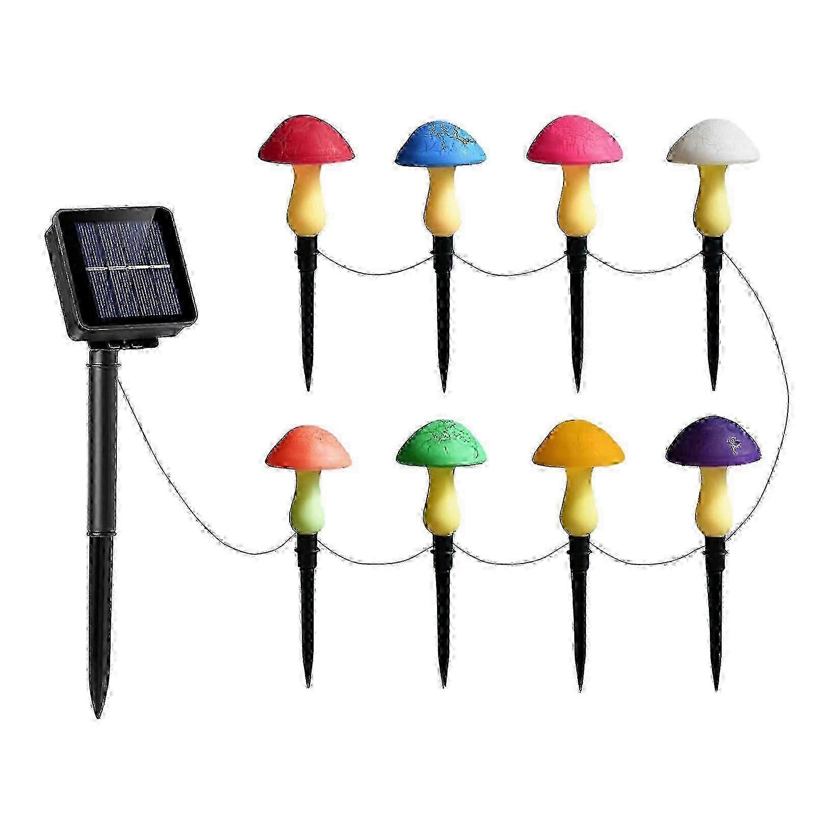 Solar Crackle Mushroom Lights 8-Piece Set