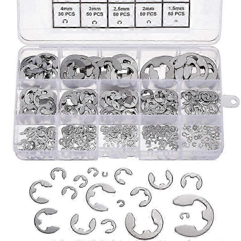 400-Pc Stainless E-Clips Assortment 1.5-15mm