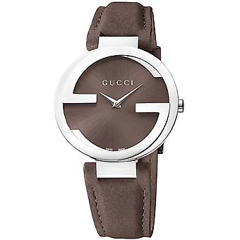 A. gucci interlocking gr ac e/pell grey watch for Swiss Quartz Analog Woman with Cowhide Bracelet YA133319