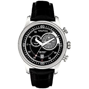 Nautica Meteor chronograaf horloge voor analoge Quartz man met krokodil huid armband A13581G